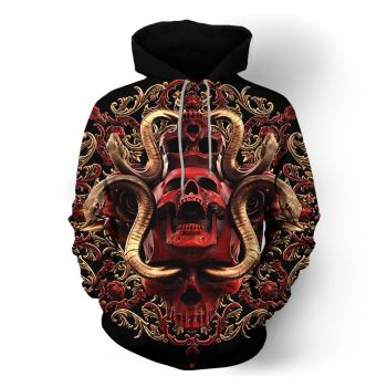 Red skull series men and women printed sweatshirt