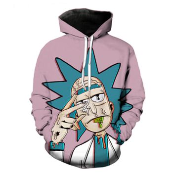 Loose Pink Rick Pattern Rick Hoodie
