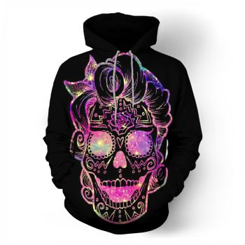 Pink skull pattern printed sweatshirt