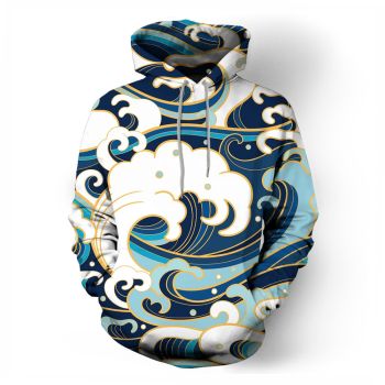 Sea wave abstract line pattern print sweatshirt