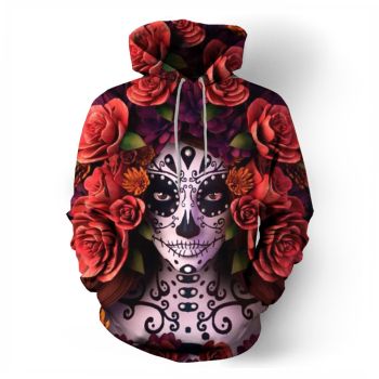  Rose girl pattern series fashion print sweatshirt