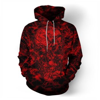  Red line skull pattern sweatshirt