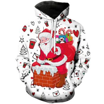  Precious And Gorgeous White Santa Claus Pattern Santa Claus Hoodie