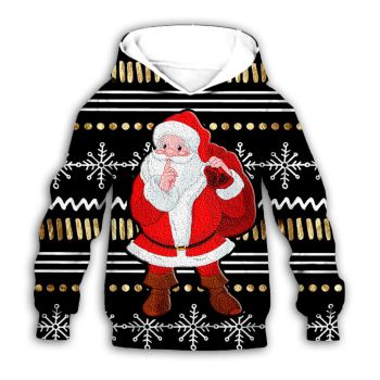 Precious And Gorgeous Black Red Santa Claus Pattern Christmas Hoodie