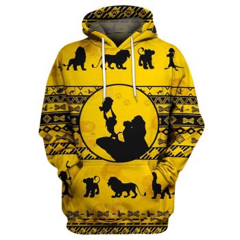 Vintage  Yellow Lion Pattern Animals Hoodie
