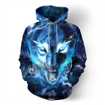  Printed animal pattern abstract wolf head sweatshirt