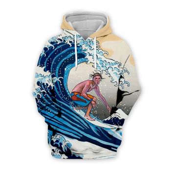 Cute Blue Wave Pattern Wave Hoodie