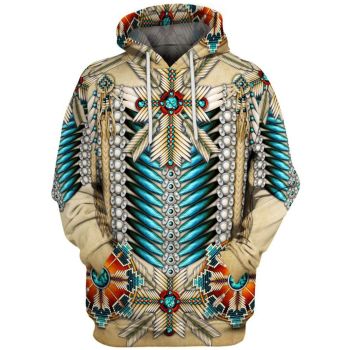 Street Brown  Feather Skull Pattern Indians Hoodie