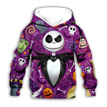 Gorgeous Purple Skull Pattern Jack Sally Hoodie