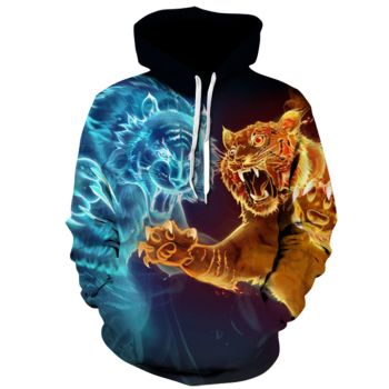  Printed hooded fashion loose sweater 