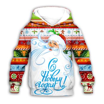 Popular And Vintage Colorful Santa Claus Pattern Christmas Hoodie