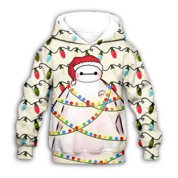 Vintage  White Santa Claus Pattern Christmas Hoodie