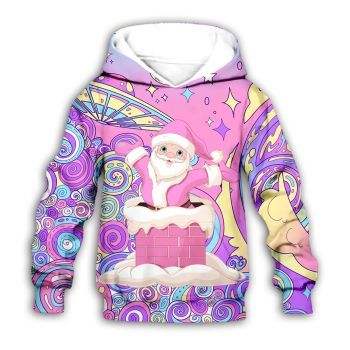 Fashion Purple Santa Claus Pattern Christmas Hoodie