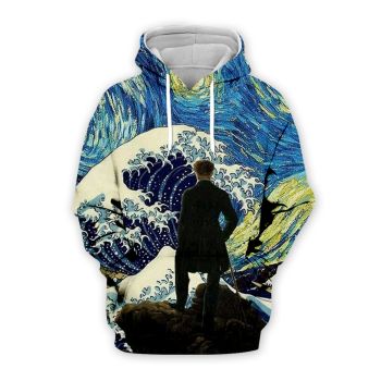 Precious And Gorgeous Blue Wave Pattern Wave Hoodie