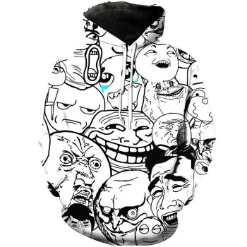 Classical And Elegance White Expressions Pattern Cartoon Hoodie
