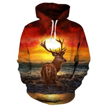  Dusk moose print hooded sweatshirt