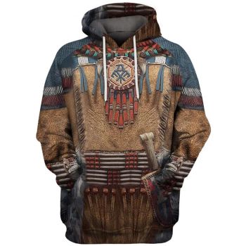Popular Brown  Feather Skull Pattern Indians Hoodie