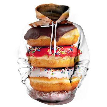 Fried chicken and fries pizza print hooded sweatshirt