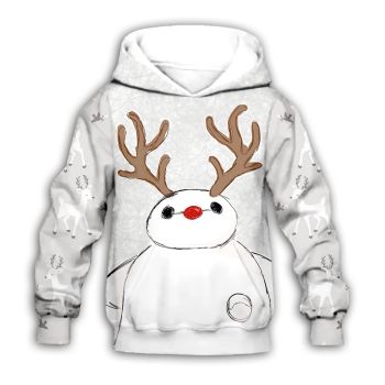 Loose White Snow Pattern Christmas Hoodie