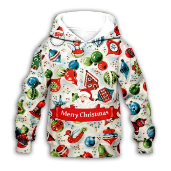 Vintage  Colorful Santa Claus Pattern Christmas Hoodie