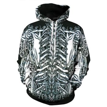  Realistic horror skeleton hooded sweatshirt 