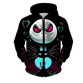  Printed Jack Skellington Casual Hooded Cardigan 