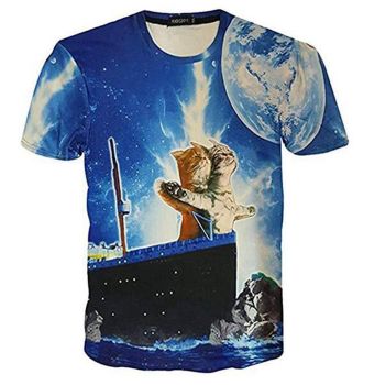  titanic cat printed T-shirt