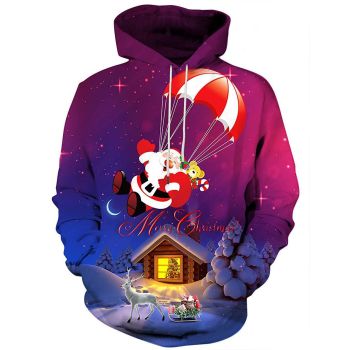  Printed Santa Claus series casual hooded sweatshirt 