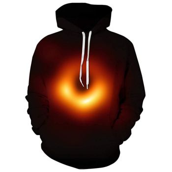  Printed universe black hole casual hooded sweatshirt 