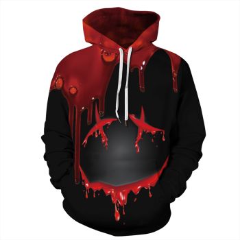  Print Horror Night red blood drops hooded sweatshirt 