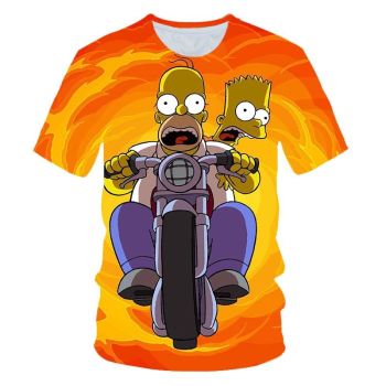 Cartoon Simpson riding a motorcycle T-shirt