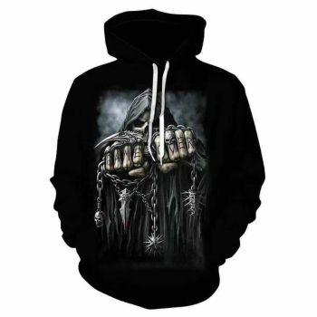  Printed double fist chain skull fashion sweatshirt