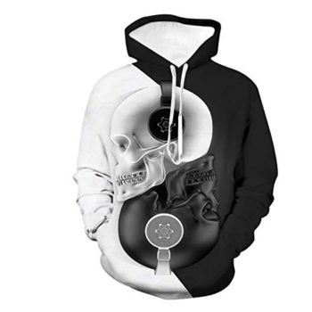 Precious And Cute Black Grey Skull Pattern Halloween Hoodie