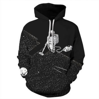 Printed fun astronaut casual hooded sweatshirt
