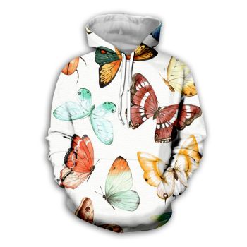 Street White Butterfly Pattern Animals Hoodie