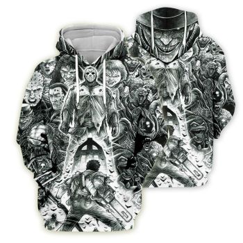 Loose Grey Skull Pattern Halloween Hoodie