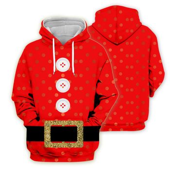 Oversize Red Buttons Pattern Christmas Hoodie