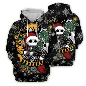 Vintage  Black Skull Pattern Jack Sally Hoodie