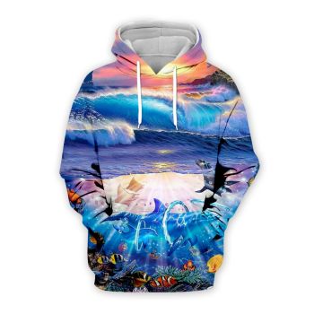 Popular Blue Dolphin Pattern Animals Hoodie