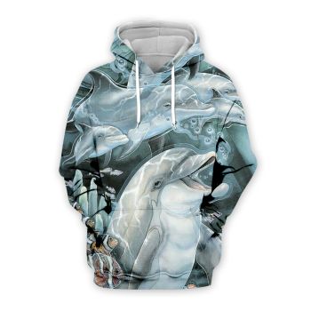 Gorgeous Blue Dolphin Pattern Animals Hoodie