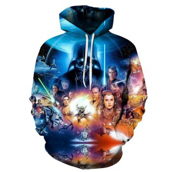 Loose And Fashion Blue Skull Pattern Star Wars Hoodie