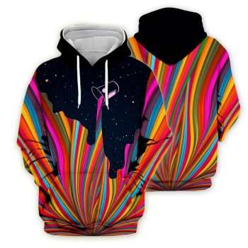Loose And Fashion Colorful Rainbow Pattern Cartoon Hoodie