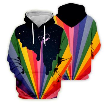 Vintage  And Loose Colorful Rainbow Pattern Cartoon Hoodie