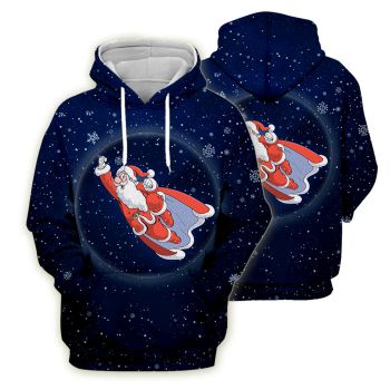  Precious And Cute Blue Santa Claus Pattern Santa Claus Hoodie