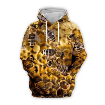 Cute Brown Bee Pattern Animals Hoodie