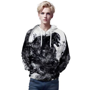 Oversize Black White Venom Pattern Venom Hoodie