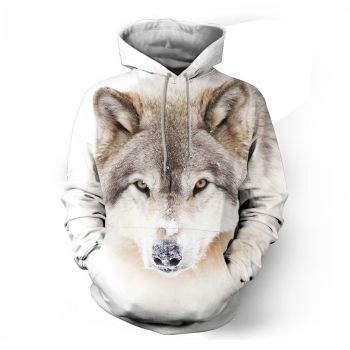  White Wolf Printed Loose Couple Sweatshirt