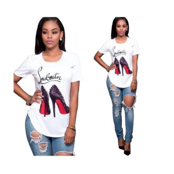  High Heels Printed Loose T-shirt 