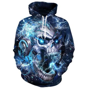  Skull printed loose plus size sweatshirt 