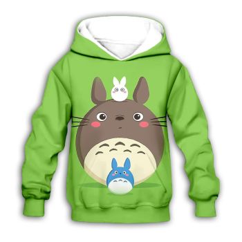 Vintage Green Totoro Pattern Cartoon Hoodie
